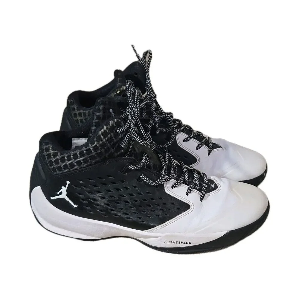 Jordan Rising High Black and White Mid-Top Sneaker 768931-025 Men's 8.5